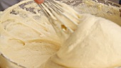 Sponge cake: flour being added