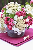 Bouquet of red hawthorn & lacecap hydrangea