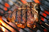 Lamb Chop Cooking on a Charcoal Grill