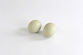 Two Araucana eggs