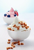 Frozen yogurt with toppings