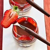 Chocolate cream with fresh strawberries