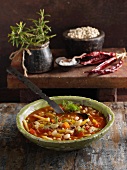 Minestrone toscano (Italian bean stew with cabbage and carrots)