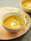 Pumpkin soup in a bowl