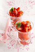 Glasses of strawberry compote