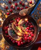 Fried duck breast with cherries