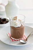 Chocolate pudding with whipped cream
