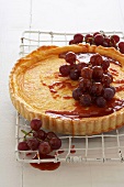 Goat's cheese tart with caramelised grapes