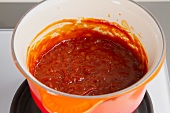 Barbecue sauce in a saucepan
