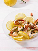 Prawns with lemons