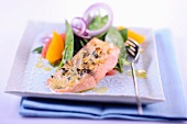 Salmon fillet with a side salad