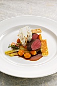 Saddle of venison with fennel, physalis and spiced bread