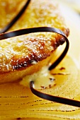 Ricotta tart with pears and sabayon