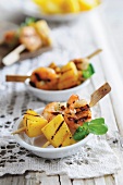 Grilled prawn and pineapple kebabs
