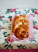 A bread plait with slivered almonds