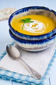 Cream of pumpkin soup with sour cream