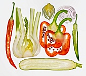 Various types of vegetables (sliced)