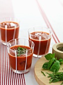 Gazpacho with red pepper and basil