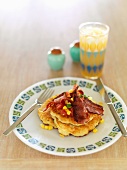 Corn pancakes with bacon