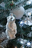 Glass polar bear as Christmas tree decoration