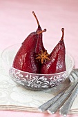 Red wine pears with star anise