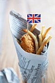 Fish & Chips mit englischer Flagge