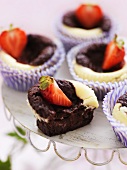 Black and white chocolate muffins with strawberries