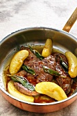 Veal liver with sage and glazed apples