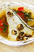 Turbot in clear tomato soup with sea snails