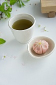 Mochi (Japanese rice cake) and green tea