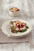 Beetroot salad with pears and quark