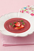 Cold strawberry and melon soup