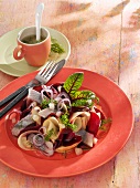 Apple and beetroot salad with matjes