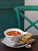 Zuppetta di mare (seafood soup with toasted bread)