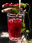 Cranberry jam in jar