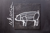 A sketch of a pig on a chalkboard