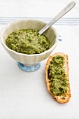 Carrot leaf pesto with almonds