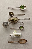 Vintage Silverware with Marijuana Leaves and Buds