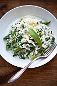 Risotto with green asparagus, ramsons and Parmesan cheese