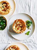 Tartlets with quail's eggs and ham