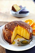 Semolina cake with orange syrup, sliced