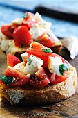 Bruschetta caprese (toasted bread topped with tomatoes and mozzarella)
