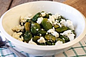 Broad beans with feta cheese