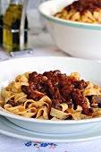 Fresh tagliatelle with a meat ragout