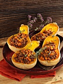 Butternut squash filled with carrots and minced meat