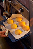 Moroccan bread rolls being baked