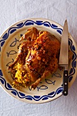 Poulet farci aux vermicelles (stuffed Moroccan chicken)