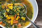 Vegetable soup with ground elder (close-up)