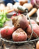 Beetroot in a wire basket