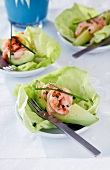 Prawns with avocado on a bed of lettuce